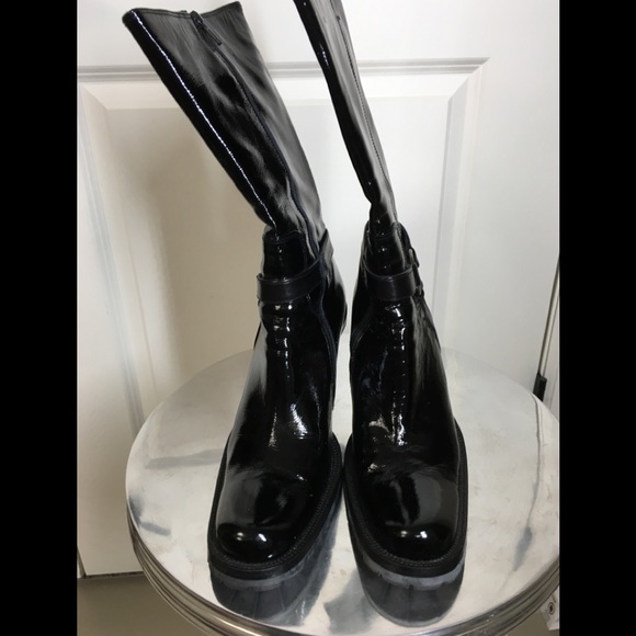 Materia Prima Black Patent biker  boots 38.5. 8.5 - Picture 8 of 12
